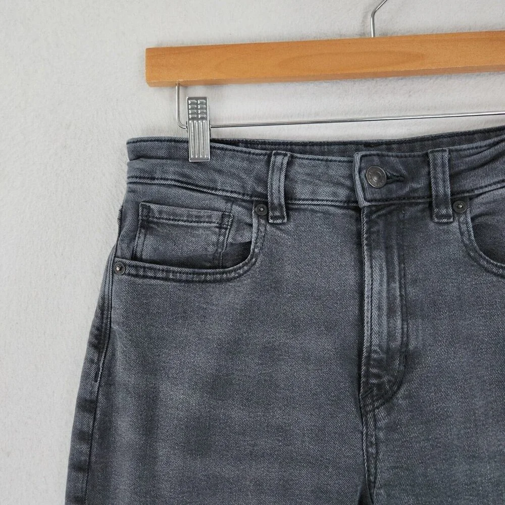 American Eagle Jeans Womens 6 Washed Black Mom Jean Stretch High Rise Denim - Picture 2 of 12